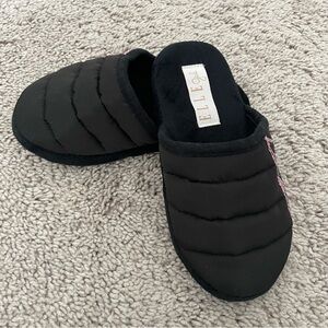 Elle Black Quilted Girls Slippers